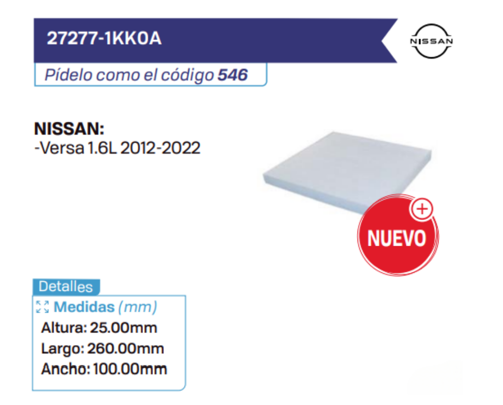 27277-1KK0A Filtros de cabina NISSAN