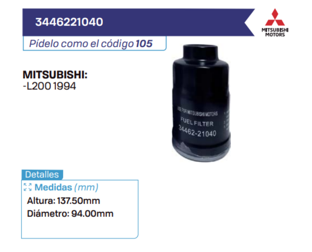 3446221040 Filtros de petróleo MITSUBISHI