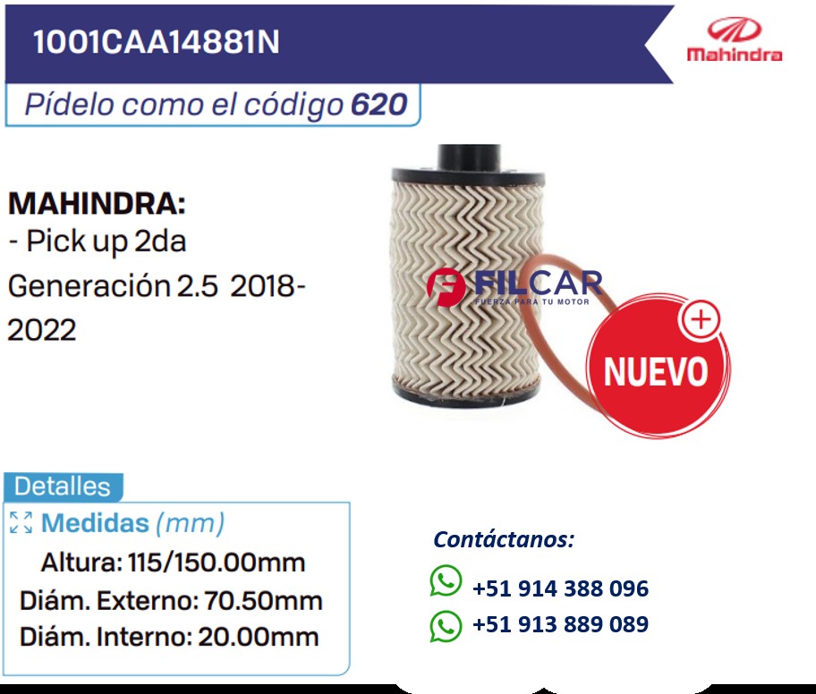 1001CAA14881N Filtro de aire Mahindra