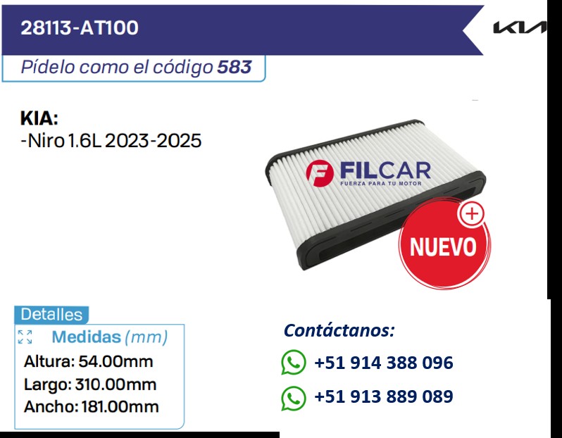 28113-AT100 Filtro de aire Kia