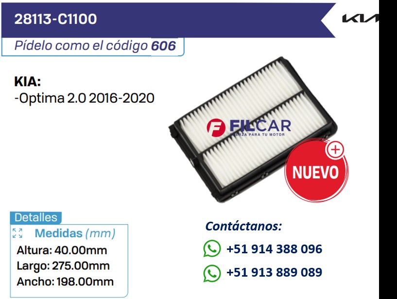 28113-C1100 Filtro de aire Kia