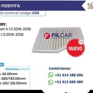 A13-1109111FA Filtro de aire Chery